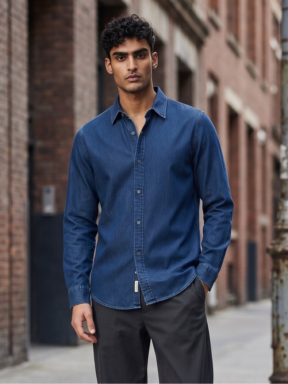 Scotch & Soda Men's Dark Blue Button-Down Shirt